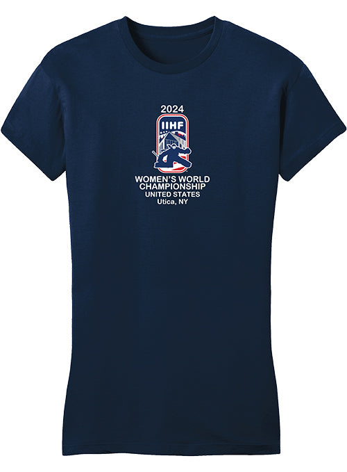 Ladies 2024 IIHF Women's World Championship T-Shirt - Navy - Front View