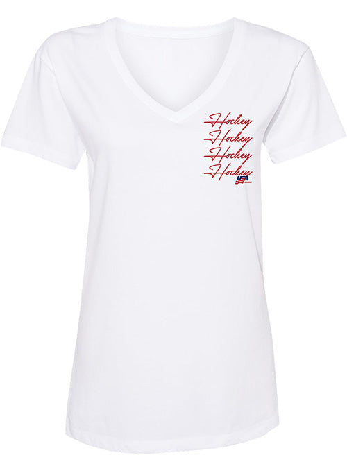 Ladies USA Hockey Quad Script T-Shirt - Front View