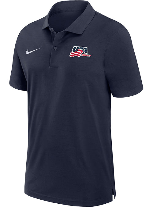 Nike USA Hockey Dri-FIT Woven Polo - Navy - Front View