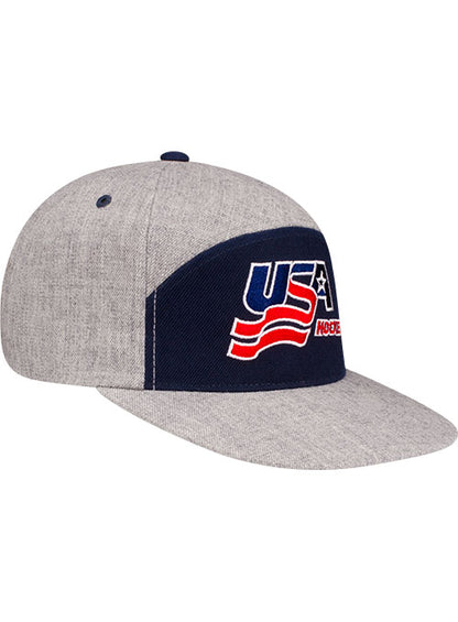 USA Hockey Wool Blend 7-Panel Logo Flatbill Snapback Hat