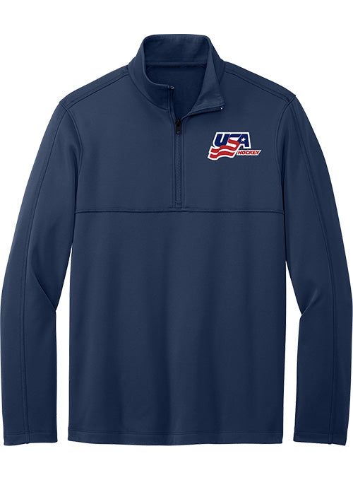 USA Hockey Smooth Fleece 1/4 Zip Jacket - Grey - Front View