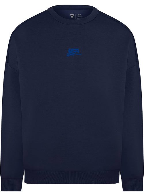 USA Hockey Luxe Crewneck Sweatshirt - Navy