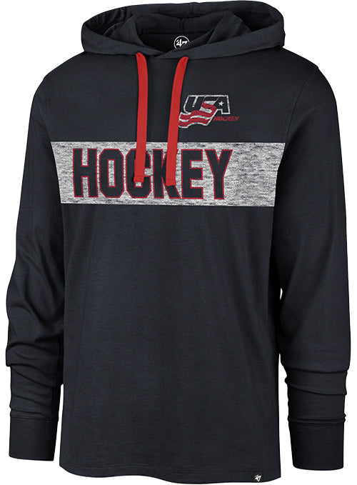 USA Hockey Hoodie Mens Medium Red White Blue Sweater Lace Retro Sweatshirt  Shirt