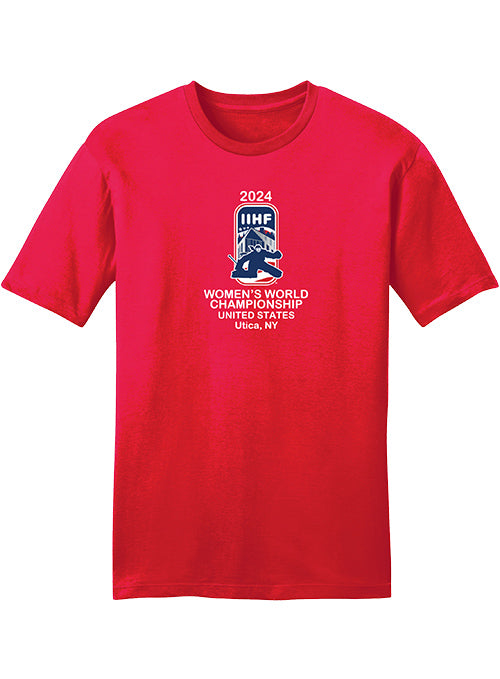 2024 IIHF Women's World Championship T-Shirt - Red - Front View