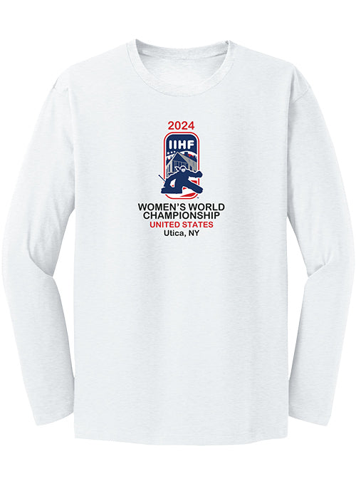 2024 IIHF Women's World Championship Long Sleeve T-Shirt - White - Front View