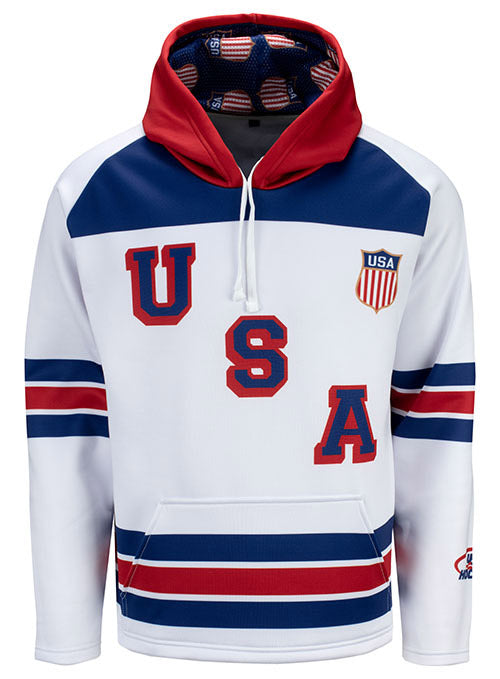 Team USA Letter Hockey Hoodie - Youth L / White / Polyester