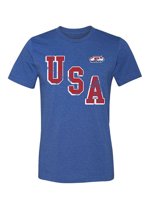 USA Hockey Diagonal Graphic T-Shirt in Blue - Front View