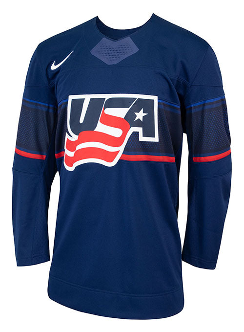 Nike USA Hockey Away Jersey in Blue - Front View