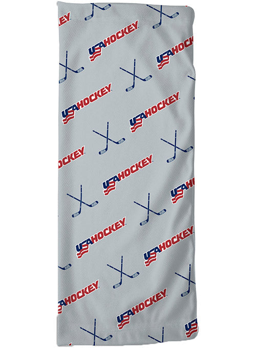 USA Hockey Fan Wrap Neck Gaiter in Gray - Full View